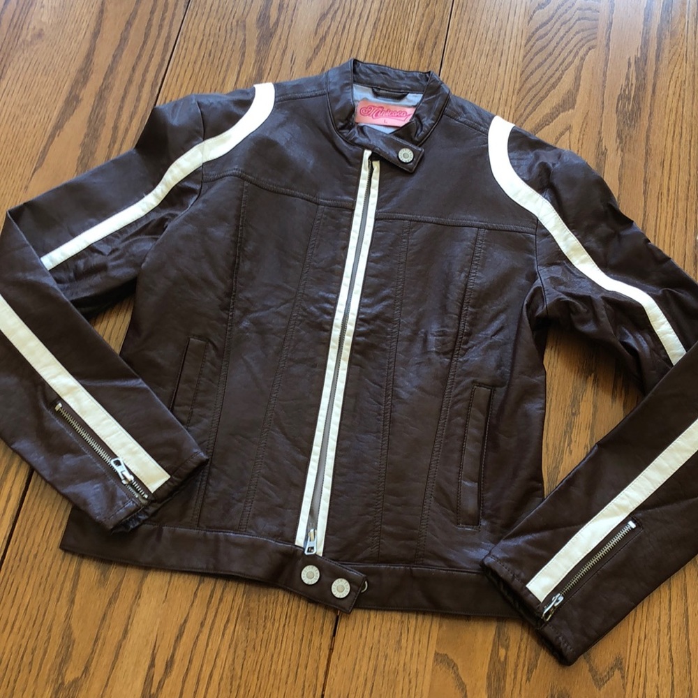 Minicoco faux leather biker style jacket